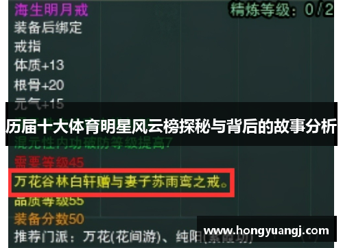 历届十大体育明星风云榜探秘与背后的故事分析